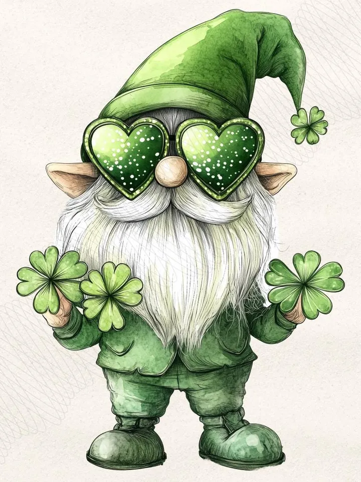St. Patrick’s Day Gnome png, St Patricks Coquette PNG, Green Coquette PNG, 4 leaf clover png, St Patrick's Day png, Irish png, Shamrock png