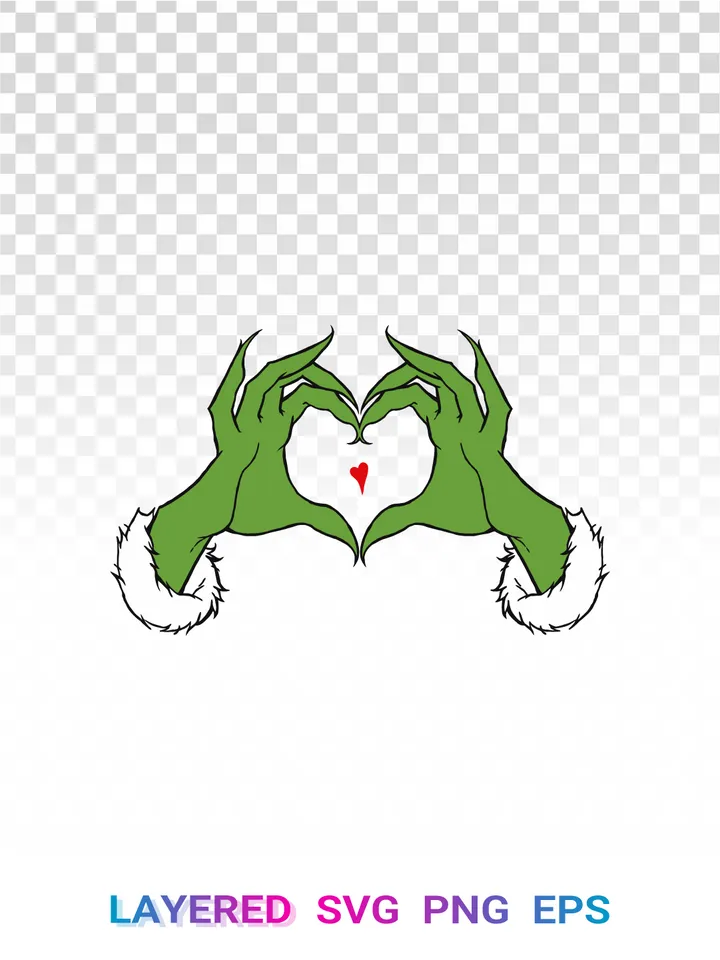 Grinch Hands Heart PNG, Grinch SVG Christmas Cricut, Holiday
