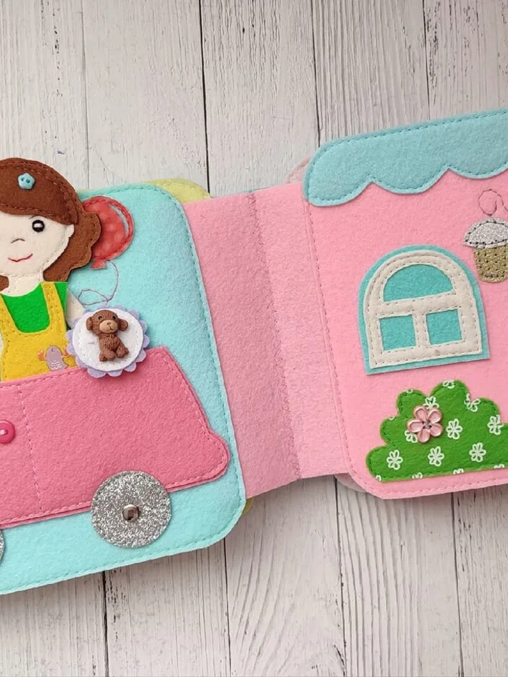 Quiet book Dollhouse pattern, Felt book pattern pdf, Felt doll Pattern with clothes set, Dress up Doll, Busy book pattern for girl