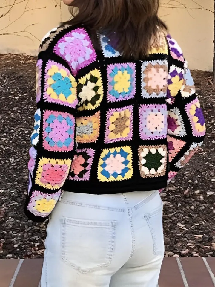 Cardigan crochet, granny squares cardigan crochet pattern, motif cardigan crochet size XS - 4XL