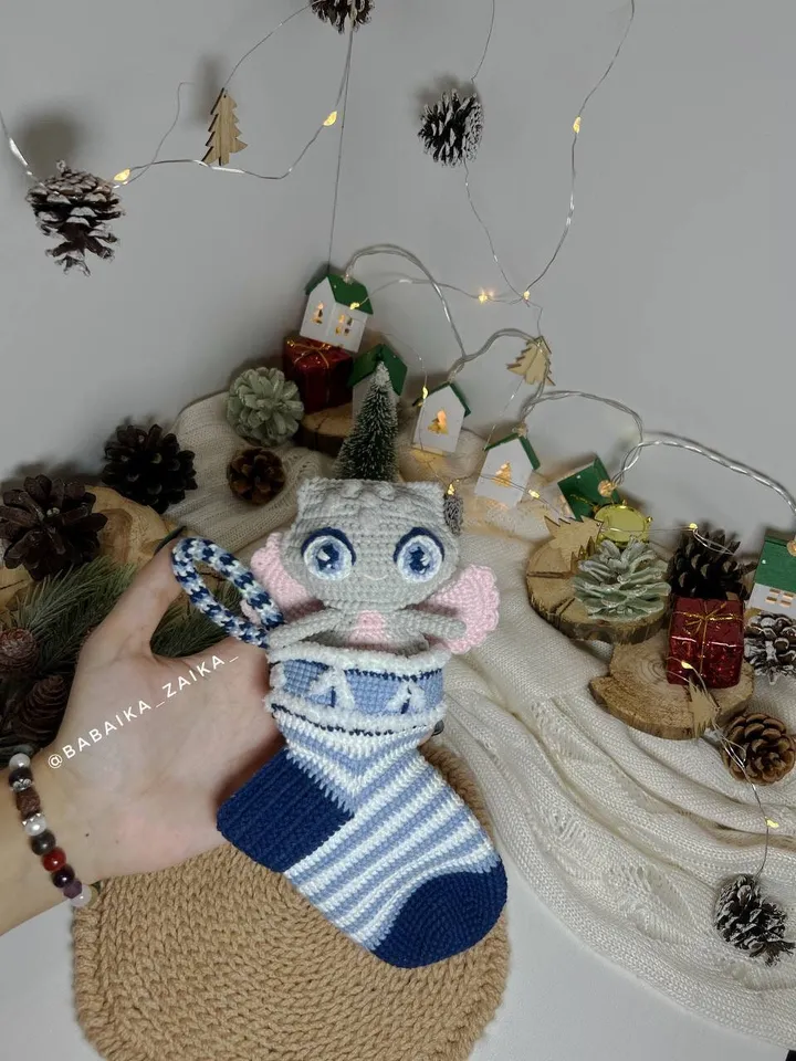 PDF Christmas Stocking and Dragon amigurumi pattern, Christmas ornament sock, Christmas decoration, Christmas cute dragon, Christmas animal