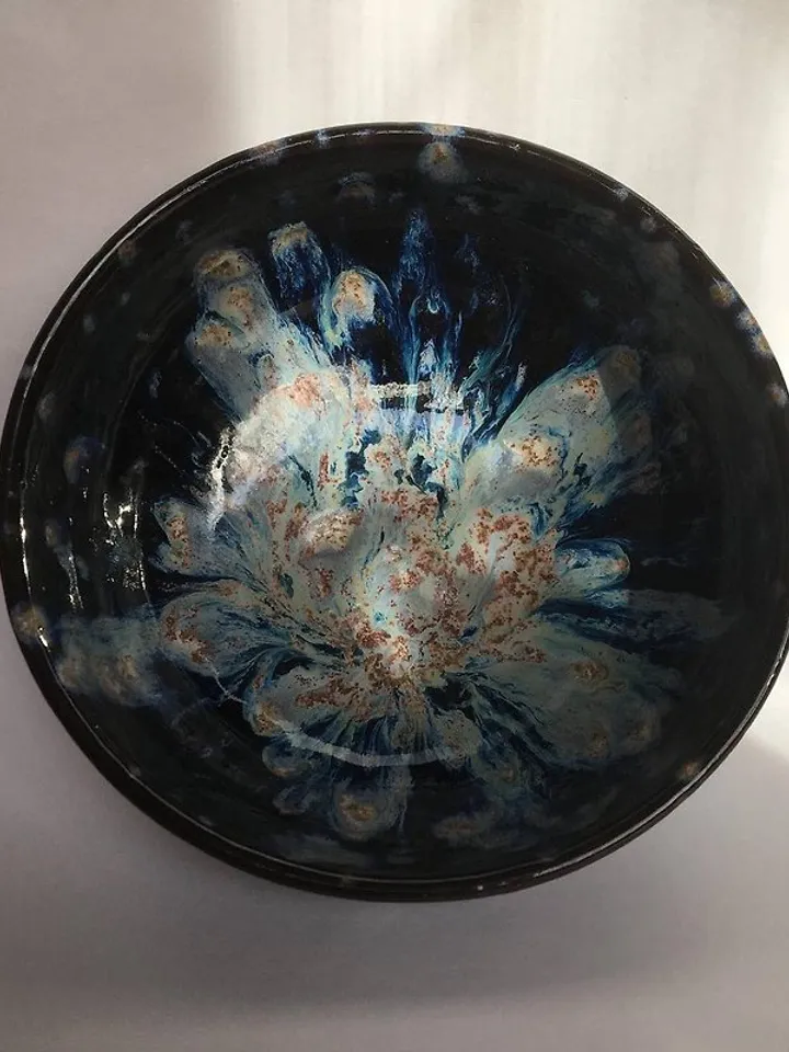 Galaxy Vincent van Gogh Dripping Crystals Glaze Ceramic Bowl