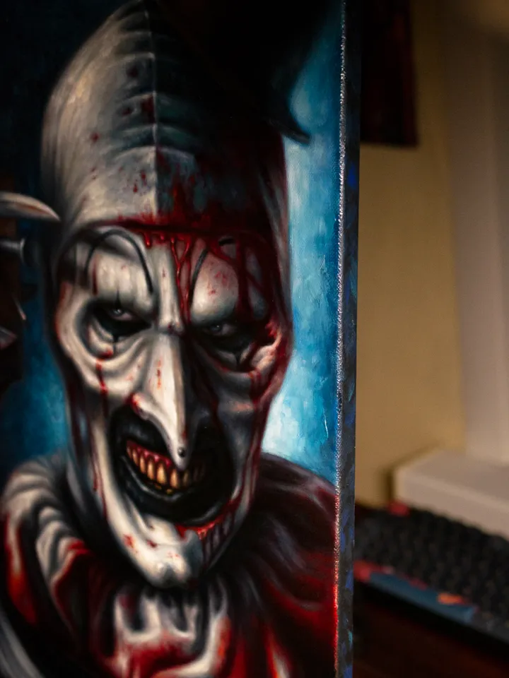Original oil painting Terrifier Art the Clown