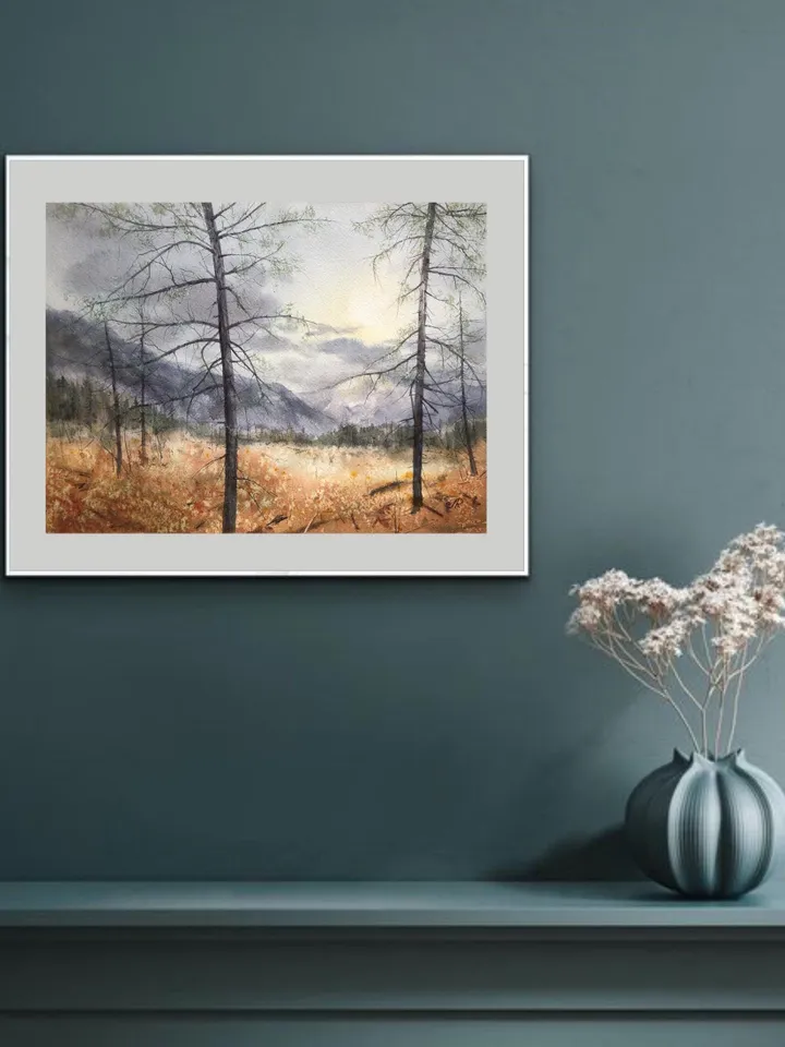 Forest Original Painting Trees Watercolor Wall Art Landscape