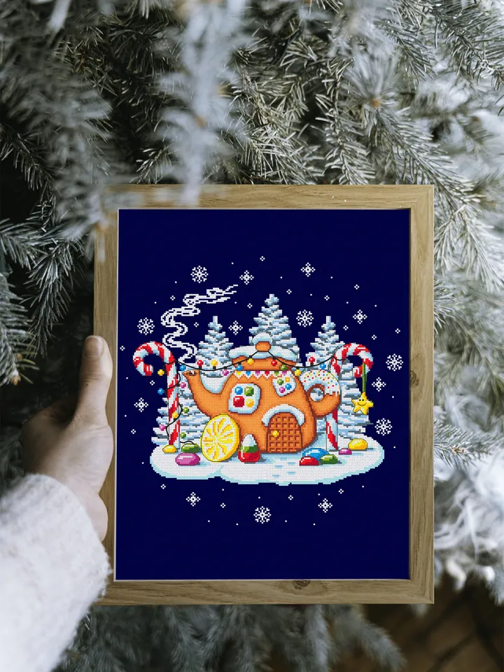 Christmas Gingerbread house cross stitch pattern download PDF Fairy house cross stitch, Winter magic cross stitch Sweet Christmas candy #N84