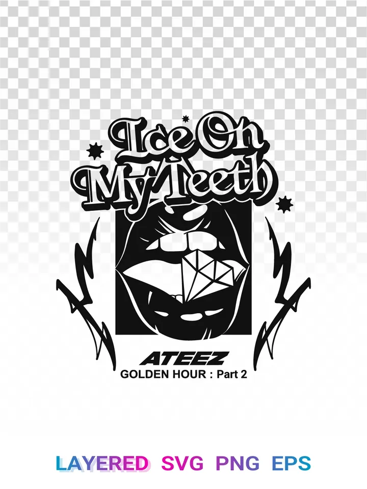 ATEEZ Ice On My Teeth SVG PNG, Kpop Golden Hour Cricut