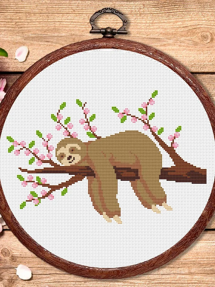 Sloth On The Branch Cross Stitch Pattern, Animals Cross Stitch, Embroidery Sloth, Sloth xStitch, Sloth Pattern,Modern Cross Stitch #anm033