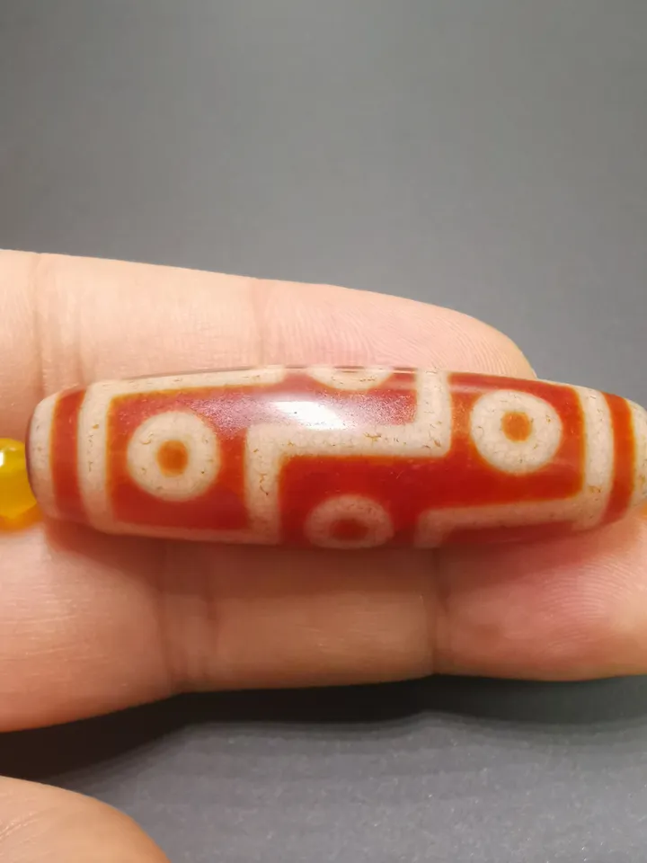 Gandhanra Ancient Tibetan Fire Agate 9 Eyes Dzi Bead, Prayer Bead, Attract Wealth and Good Luck, zee Bead