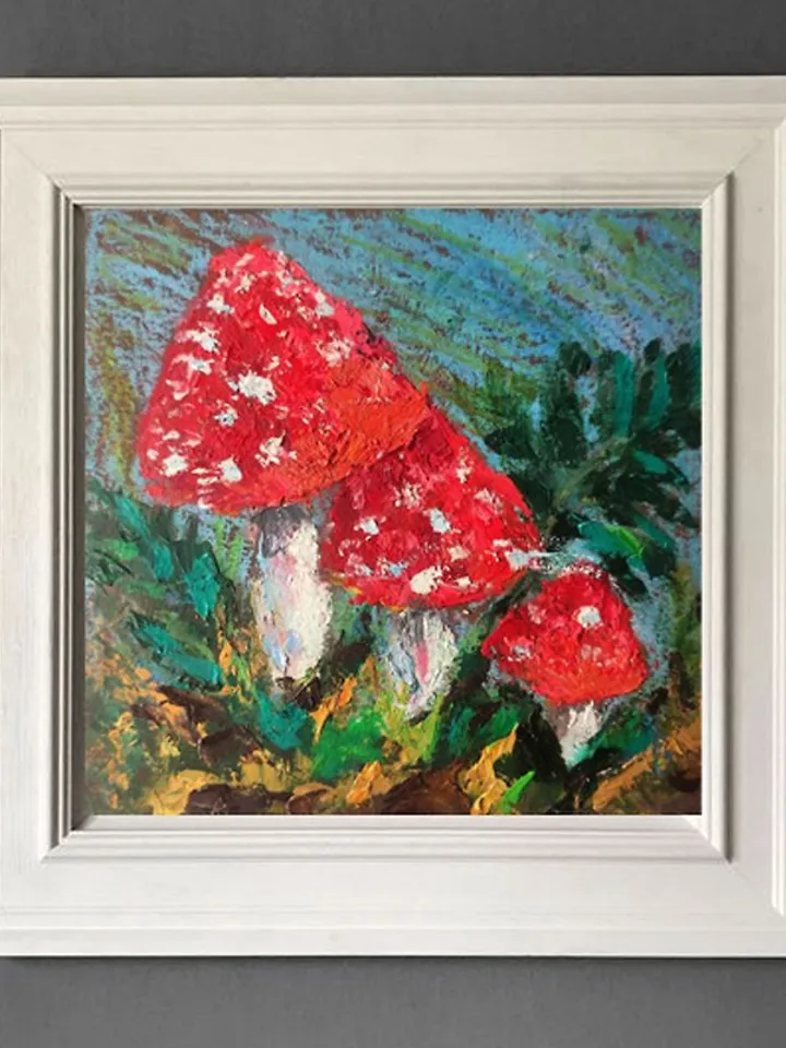 Mushrooms Oil Painting Fly Agaric Original Art Forest Mushroom Artwork