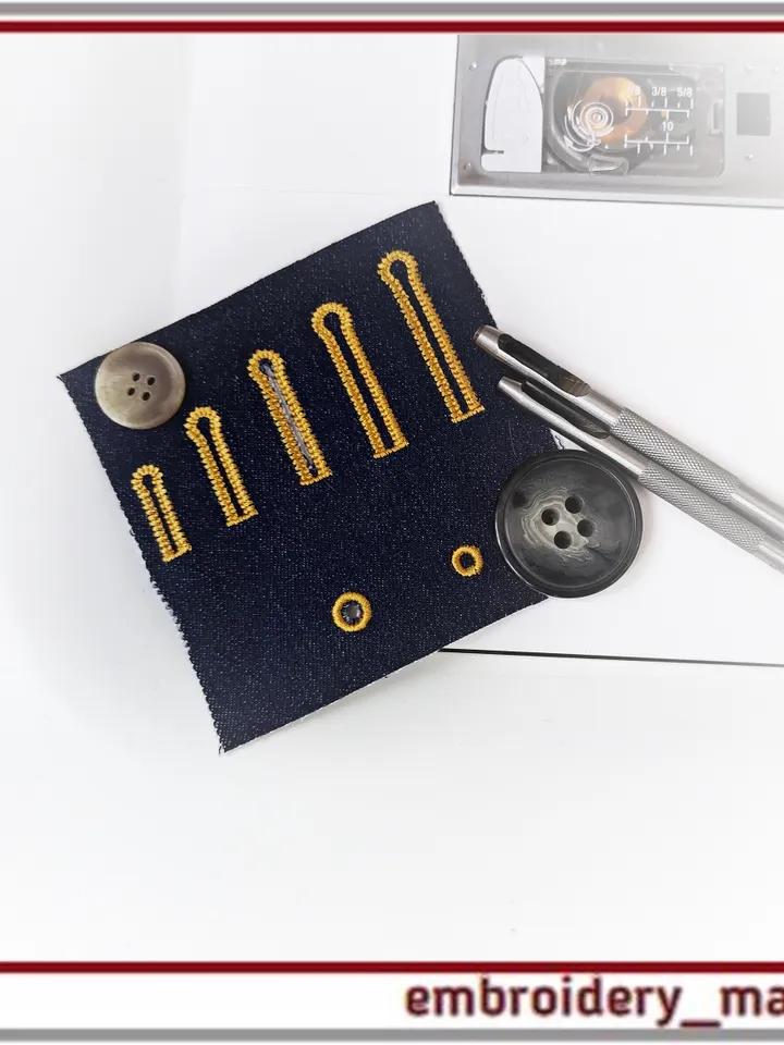 Sewing set - Button loop for outerwear and eyelets machine embroidery design