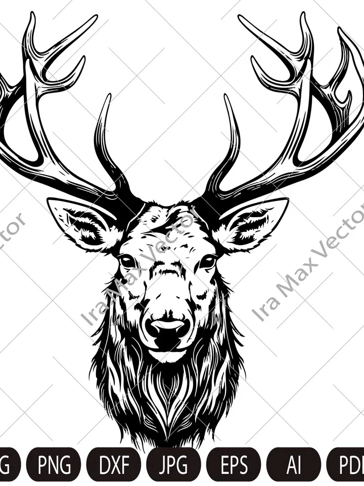Deer Svg, Elk svg, Deer Head Svg, Deer face, Deer Hunting Svg , Hunting Svg Files, Animals Svg , Deer Silhouette , Deer Clipart, Deer Vector
