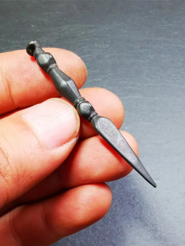Gandhanra Handmade Tibetan Amulet ,Kila(Dorje Phurba) , Trantic Buddhism Ritual Implement Pendant,Made of Copper,Black type,2.2"