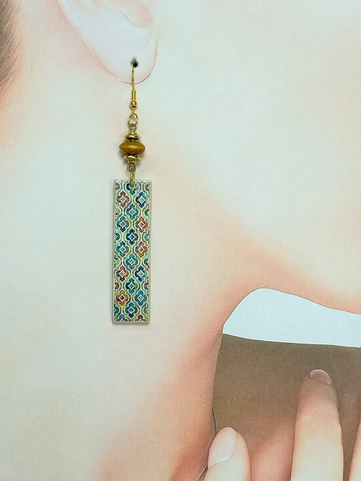Handmade earrings. Individual design. Wooden earrings.