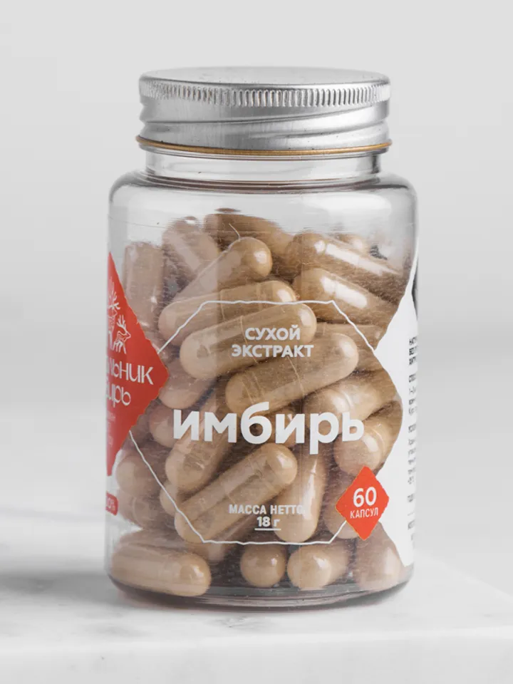 Ginger extract in capsules, capsules 60 pcs.
