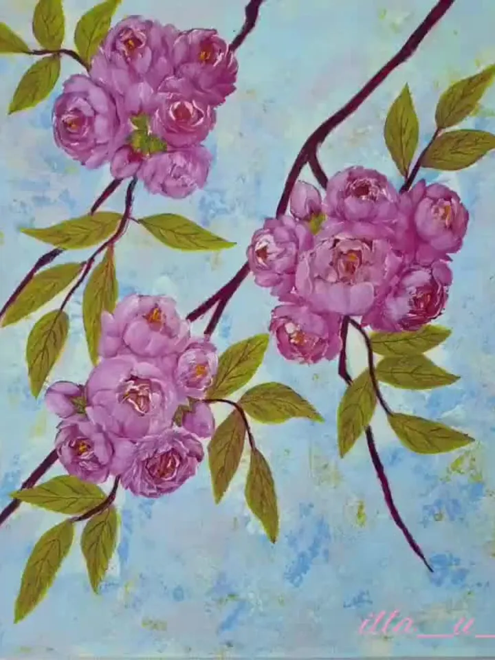 Roses Painting Flowers Original Art Floral Wall Art Pink Flower Acrylic Painting