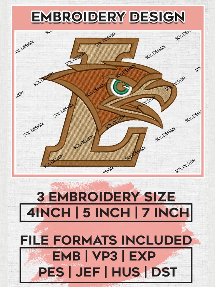 Lehigh Mountain Hawks Logo Machine Embroidery Design, NCAA Lehigh Mountain Hawks Embroidery Design Design files, NCAA Embroidery Designs, NCAA Machine Embroidery Designs, Digital Download