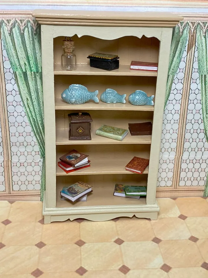 Bookcase for a doll. miniature dollhouse. 1:12. Furniture for dolls.