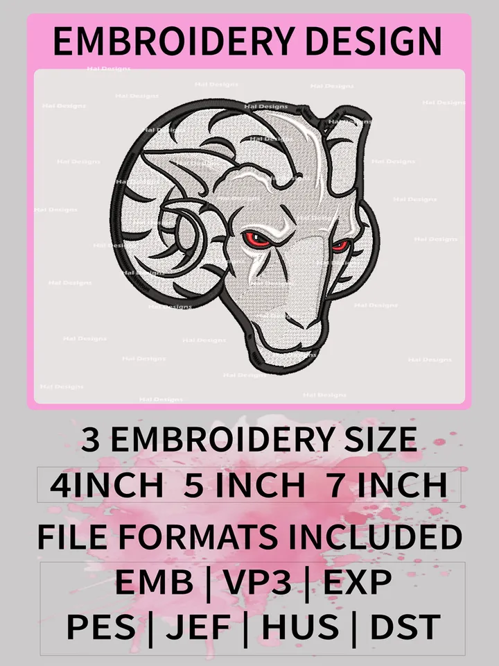 Fordham Rams Embroidery Designs, NCAA Logo Machine Embroidery Files, College Team Embroidery Patterns