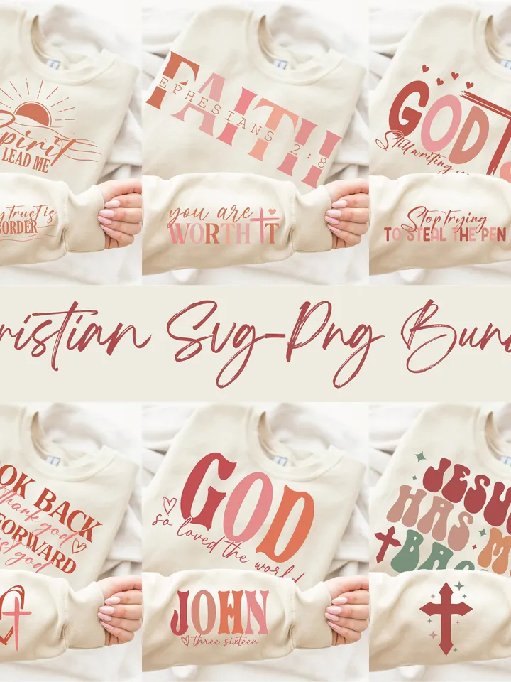 Christian SVG PNG bundle | Religious svg bundle l Sleeve Sweatshirt Svg Bundle | Bible Verse Shirt svg | Psalm svg | Jesus Svg | God Svg Png