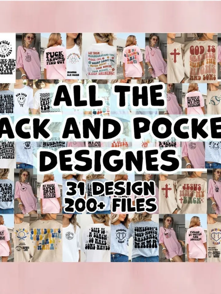 Mega SVG Bundle, All Back and Pocket T Shirt Designs SVG, Retro Smiley Svg Files for Cricut, Silhouette Cut Files, Clipart, Svg for Shirts,