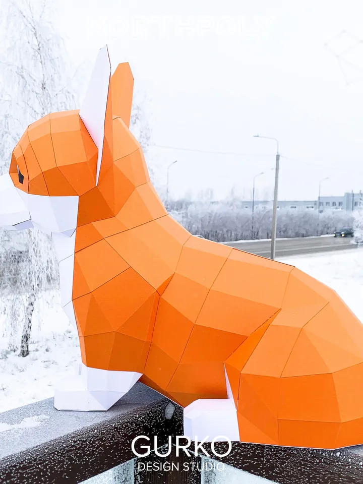 Papercraft Corgi Puppy, Dog, Digital Template, PDF Download, Gurko, Low Poly, Pepakura, Origami Sculpture, Paper Party Decoration, DIY Gift