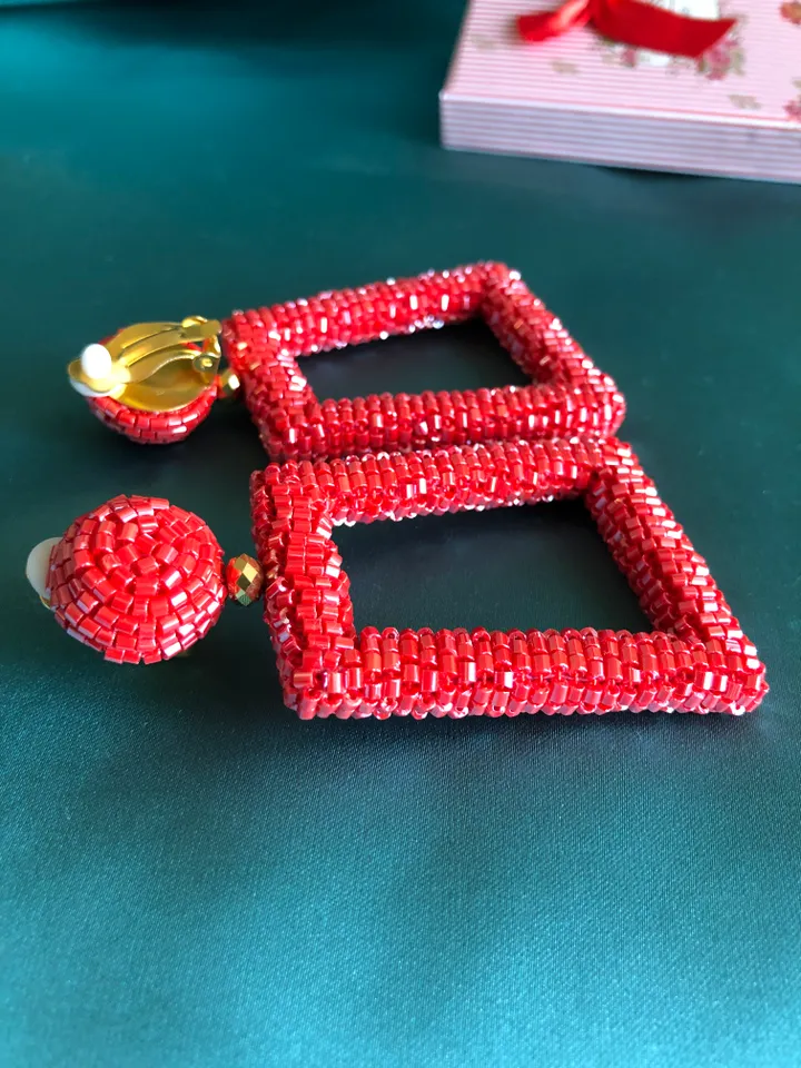 Trapezoid Beaded Earrings