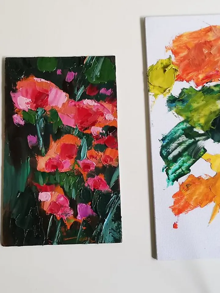 Poppy Painting Original Art Small Impasto Oil Painting Flower Verafe
