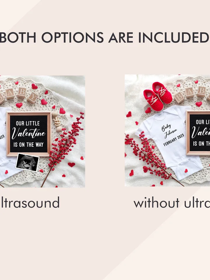 Valentines Day Pregnancy Announcement Digital for Social Media, Baby Announcement, Little Valentine Is On The Way Editable Digital Template
