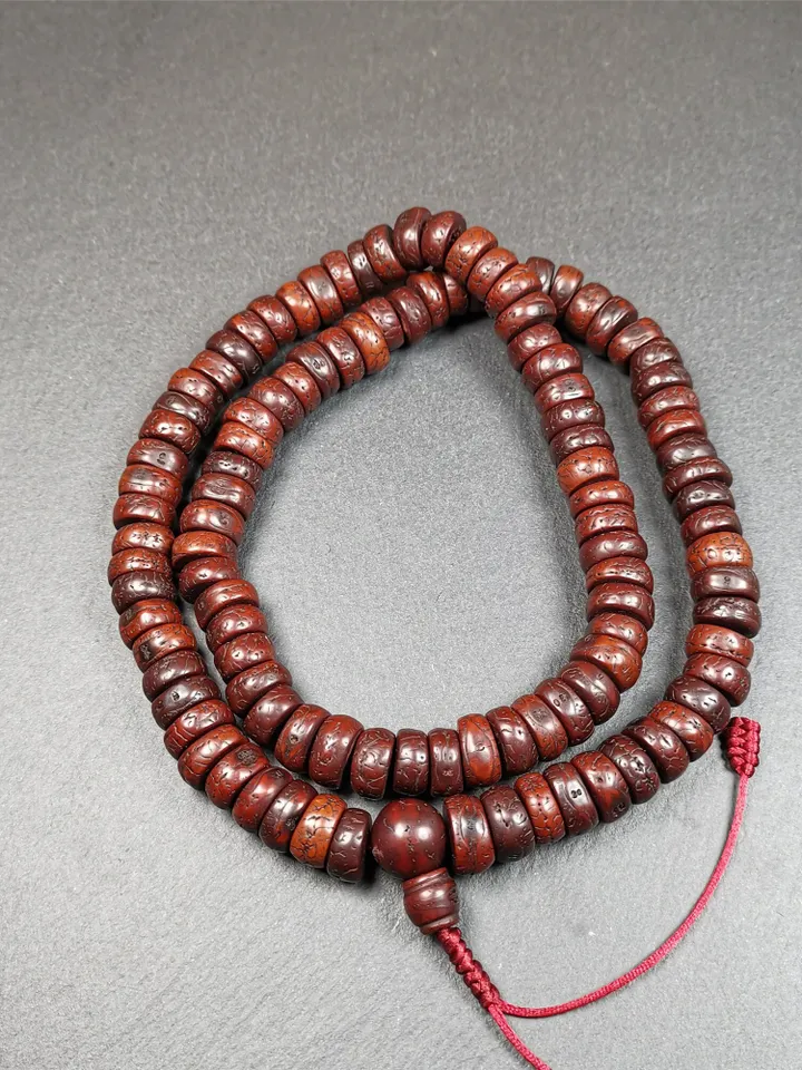 Gandhanra Old 108 Bodhi Seed Beads Mala,13mm Prayer Beads Necklace for Meditation,Circumference 70cm