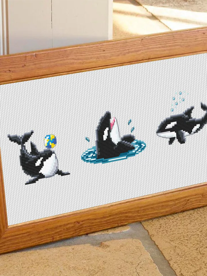 Killer whale cross stitch pattern PDF Set of 3 orca whale patterns instant download, Small cross stitch chart, Sea animals embroidery #K18