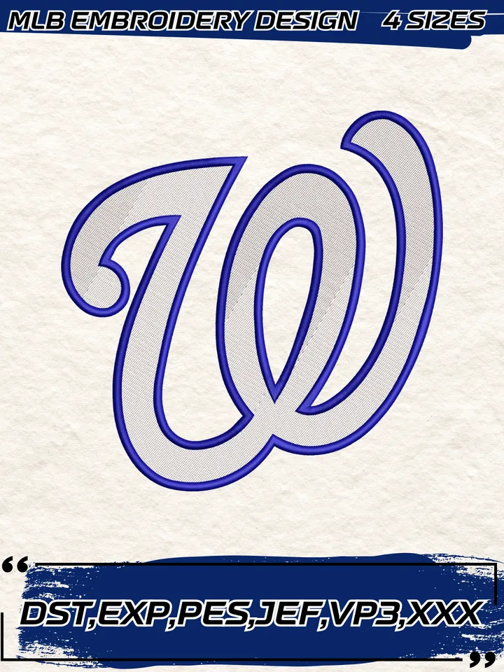 Washington Nationals Embroidery Design,MLB Embroidery Design,Machine Embroidery Design File,4 Sizes, Digital Download