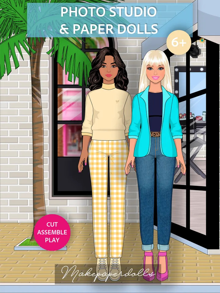 Photo studio with paper dolls