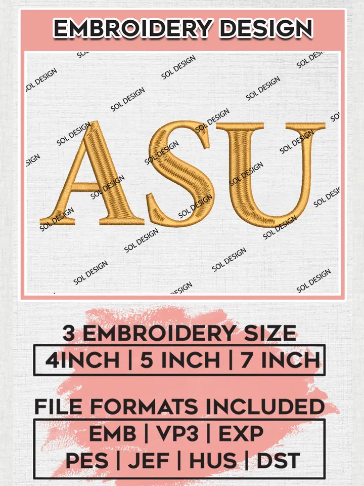 NCAA ASU Braves Team Logo Embroidery Design Files, NCAA Alcorn State Braves Machine Embroidery, NCAA Teams, 3 sizes, NCAA Machine embroidery designs, Digital Download