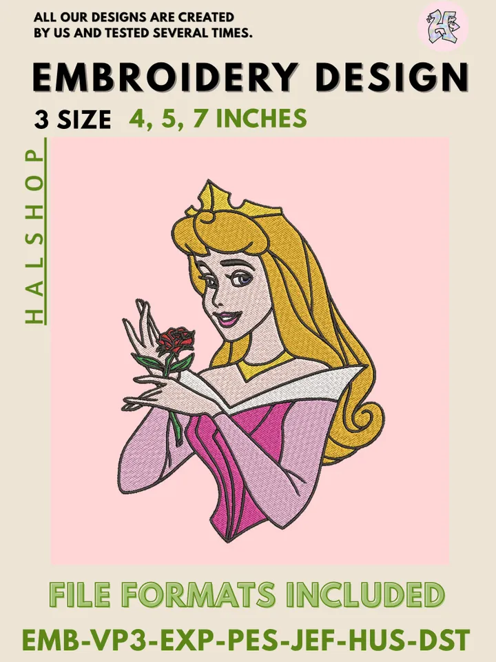 Aurora Machine Embroidery Design – Sleeping Beauty Disney Princess Digital Embroidery File