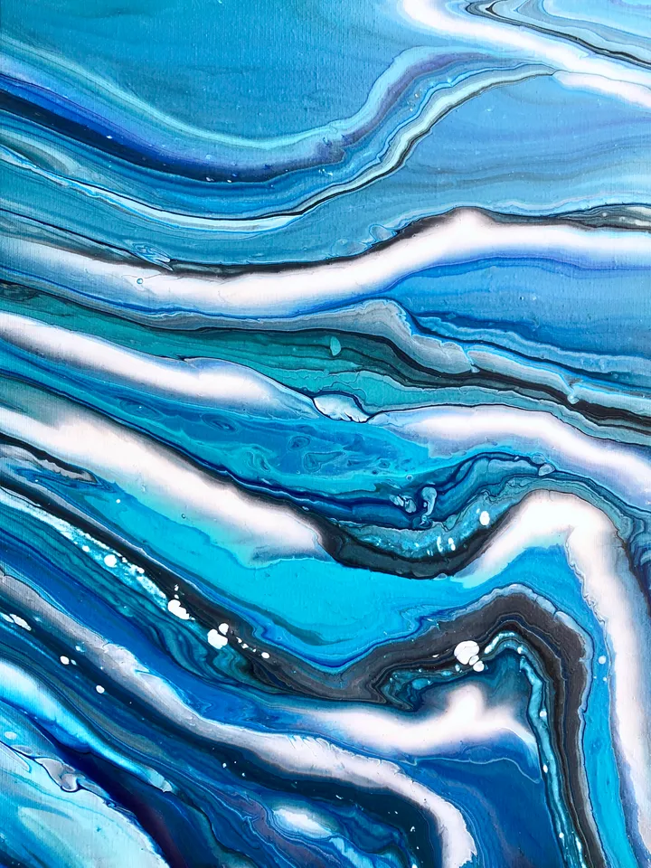 "Immersion" original abstract painting, fluid acrylic, abstract modern art