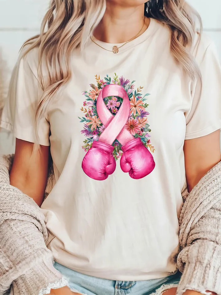 Breast Cancer with boxing gloves png sublimation design download, Breast Cancer png, Cancer Awareness png, sublimate designs download
