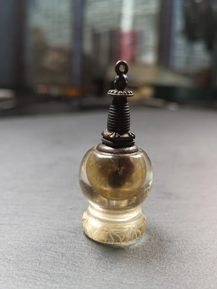 Gandhanra Handmade Tibetan Buddhist Amulet,Crystal Stupa Pendant,Pagoda,Buddhist Tower,Gau Shrine,Mani Rilbu Bottle,Consecration Zung,2.1"