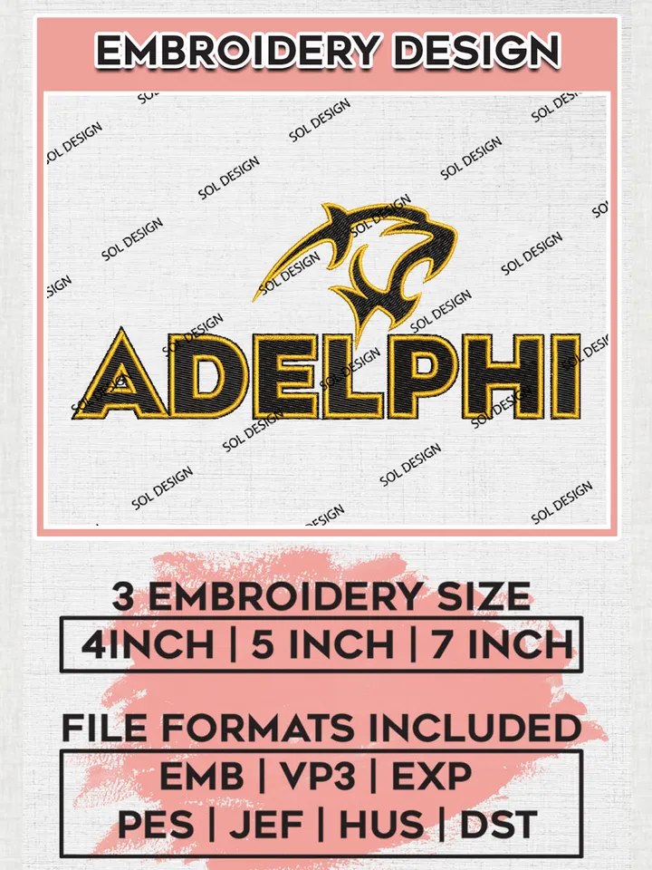 Adelphi Panthers College Team Logo Embroidery Design Files, NCAA Adelphi Panthers Machine Embroidery, NCAA Teams, 3 sizes, NCAA Machine embroidery designs, Digital Download