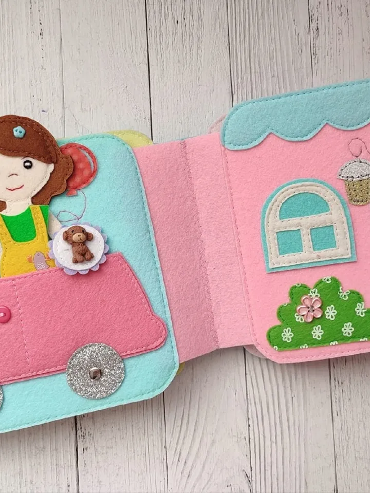 Quiet book Dollhouse pattern, Felt book pattern pdf, Felt doll Pattern with clothes set, Dress up Doll, Busy book pattern for girl
