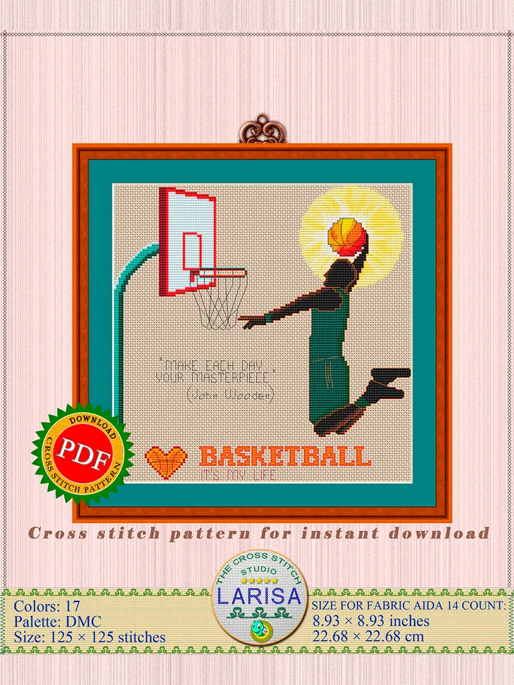 Basketball Cross Stitch Pattern | Basketball Player