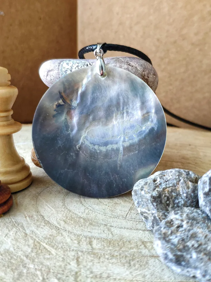 Pearl pendant necklace: Wise and Mysterious Eagle owl on handmade lacquer pendant • Statement wild bird • Aesthetic boho ethnic owl necklace