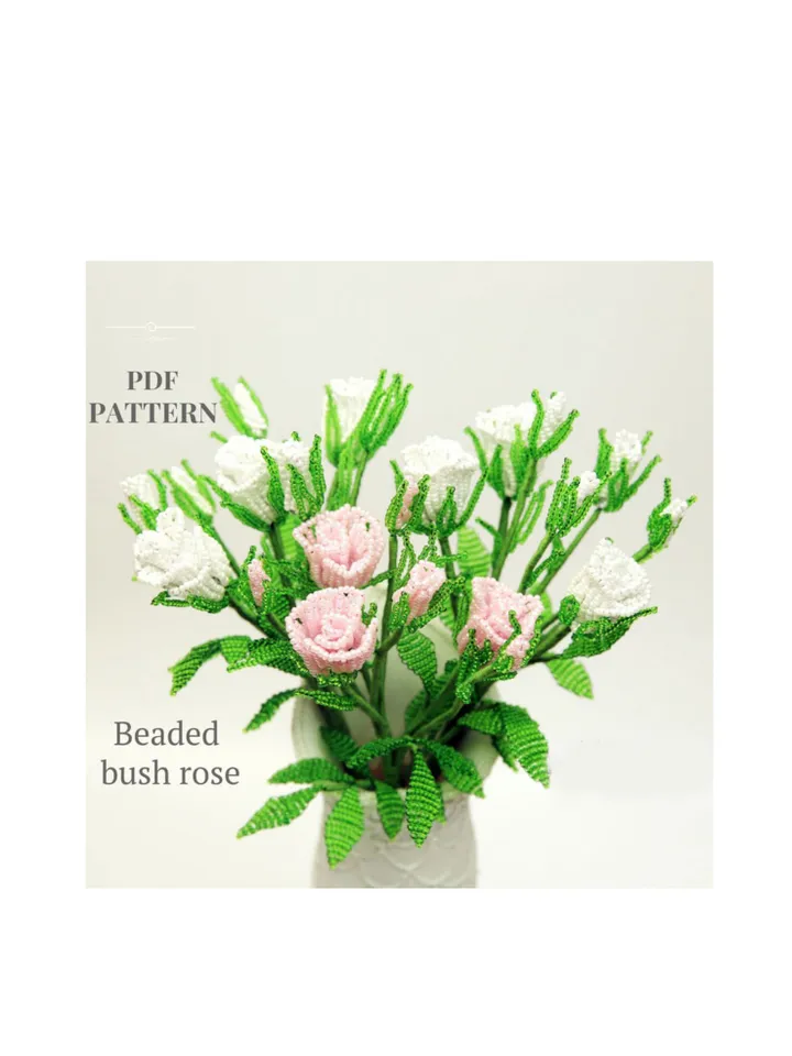French Beaded Flowers pattern | Beaded Roses | Seed bead patterns | Beading tutorial | Digital Download - PDF