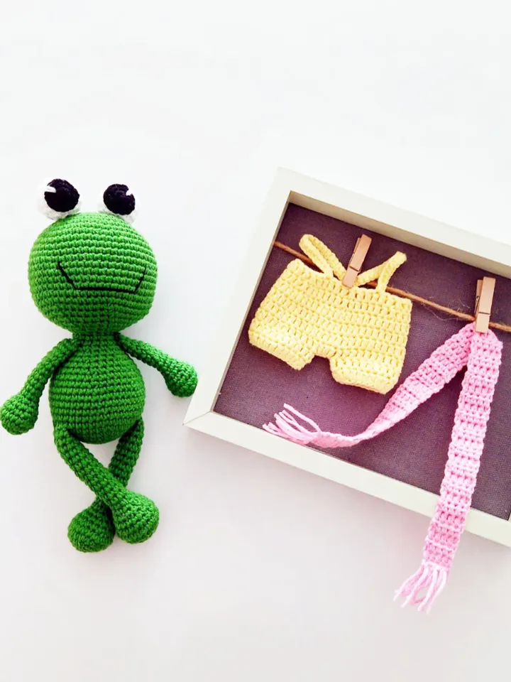 Amigurumi Frog Crochet Plush Toy, Green Frog Crochet Plushie, Unique Gift for Frog Lovers, Crochet Cute Frog Stuffed Animal Toy