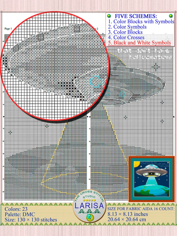 Flying Saucer Cross Stitch Pattern | Flying Disc | UFO