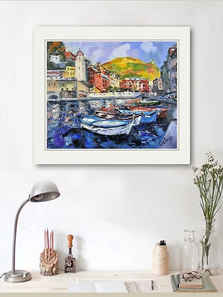 Italy Painting Italian Landscape Original Artwork Cinque Terre Impressionism
