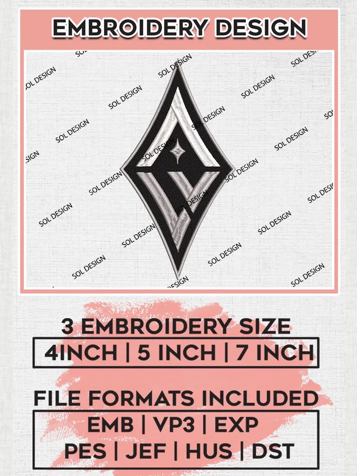 WNBA Las Vegas Aces Basketball Team Embroidery Files, WNBA Las Vegas Team Embroidery Designs, Basketball Teams, 3 sizes, Machine embroidery designs, Digital Download