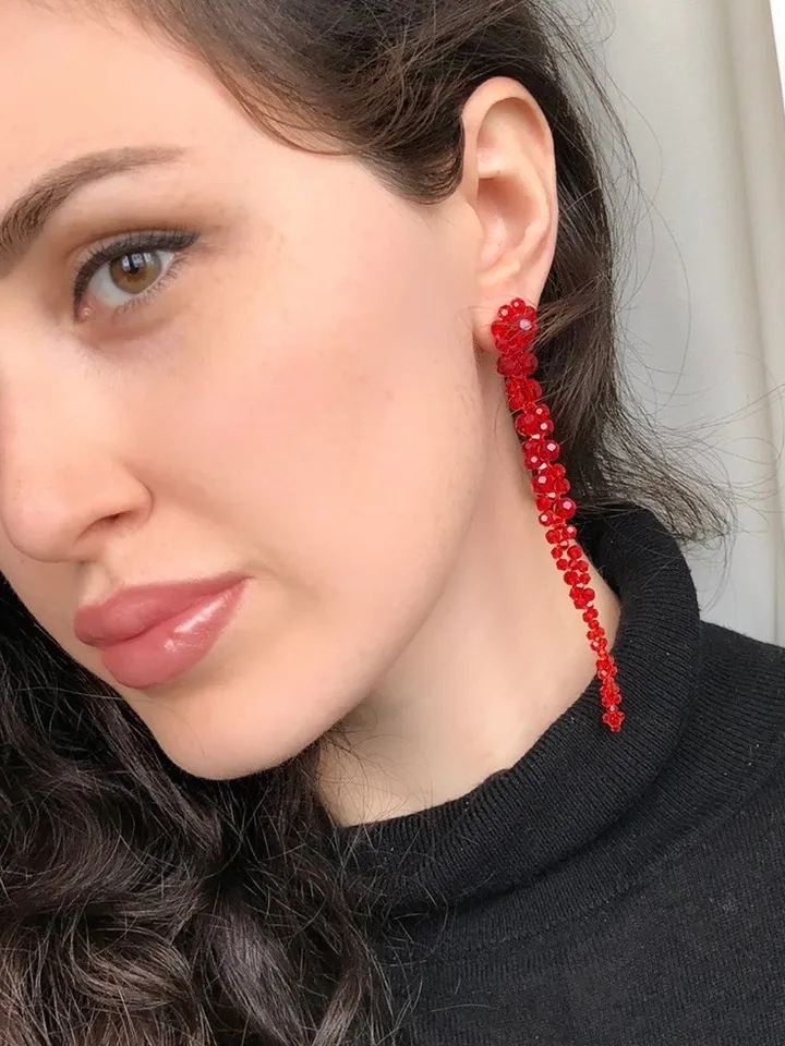 Drip Floral Beaded Earrings