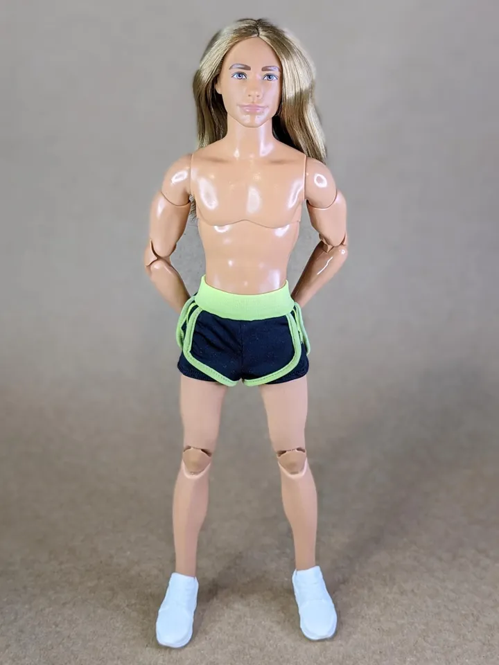Double stretchy yoga shorts for 12-inch fashion male dolls