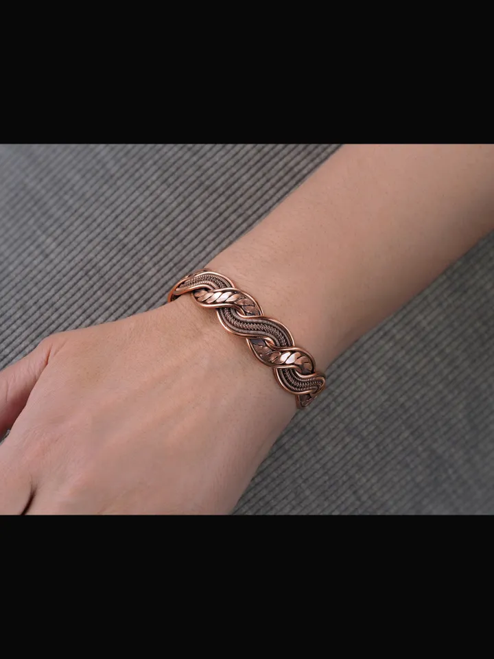 Woven copper wire bracelet Antique style handcrafted copper jewelry Unique gift
