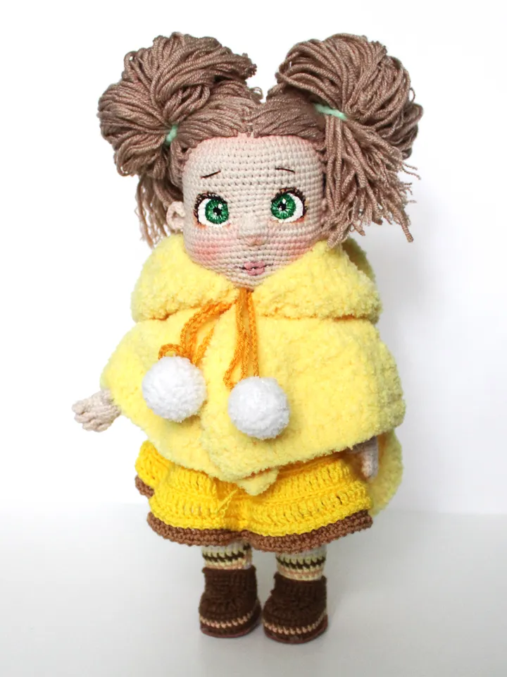 Doll crochet pattern PDF in English Amigurumi winter clothes doll DIY gift for baby girl